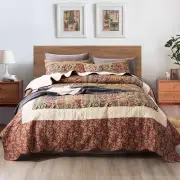 NEWLAKE Cotton Bedspread Quilt Sets-Reversible Patchwork Coverlet Set, Paisle...