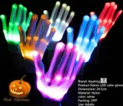 LED Rave Flashing Gloves Glow 7 Mode Light Up Finger Tip Lighting Pair White NEW