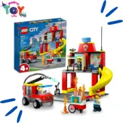 Fire Station with Firefighter Minifigures, Educational Vehicle Toys for Kids