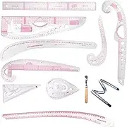 Proumhang 10 Stlye Plastic Fashion Ruler Set Pattern Marking Ruler Clothing Measuring Rulers Tool Kit Pattern Design Ruler Sewing SetCentimeter