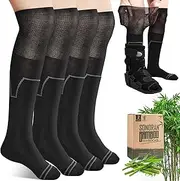 SONORAN Walking Boot Socks Bamboo Viscose (2 Pairs) Lightweight Replacement Sock Liner for Medical Tube Cast Socks, Black