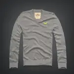 美國百分百【全新真品】HOLLISTER CO. HCO 海鷗 V領 灰色 素面 毛衣 針織衫 線衫 L XL C407