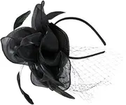[FRCOLOR] Fascinator Hat for Women Elegant Mesh Headpiece with Flower Clip for Tea Parties and Weddings Stylish Headband for All Hair Types Comfortable and Durable Design Black