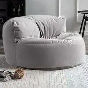 Bean Bags Bean Bag Chair Chenille Bean Bag Cover Washable Ultra Soft Pouf Ottoman No Filler Kids Adults Beanbag Chair Lazy Armchair Couch Floor Seating Living Room Furniture (Color : Light Gray, Siz