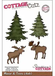 Moose & Trees, Steel Craft Cutting Die COTTAGE CUTZ - New, CC4x6-037