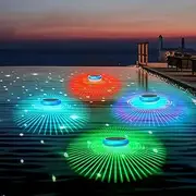 morxinle Solar Pool Lighting, Floating Solar Lights with Colour Changing, Waterproof Pond Lighting for Garden Decoration, Underwater LED Light for Swimming Pool, Ponds, Fountains, Water Parks (4, RGB)