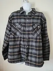 Dickies Plaid Fleece Lined Casual Barn Work Shacket Jacket Shirt Men L Black Gry