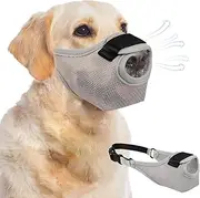 GREMCADA Dog Muzzle - Soft Air Mesh Pet Muzzle for Large Medium Small Dogs - Front Opening Design, Breathable, Adjustable, & Prevents Biting & Scavenging, Dog Mouth Cover Allows Drinking (Grey, XL)