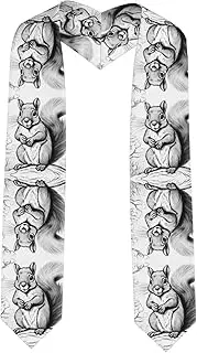 [SKKNT] Cartoon Squirrel Print Graduation Shawl Stole For Academic Commencements Honor Sash Congratulations Gift
