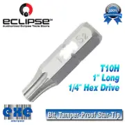 Eclipse T10HX1 (9SD-0270-TH10) Bit, Tamper-Proof Star-Tip, T10H, 1" Long