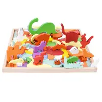 在飛比找蝦皮商城優惠-彩虹動物立體拼圖 兒童益智木質玩具 疊疊樂 早教木製拼板 兒