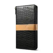 Splicing Crocodile Texture Pu Horizontal Flip Leather Case For Iphone 7 / 8 With Wallet and Holder and Card Slots and Lanyard (Black)