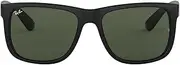 [Ray-Ban] Justin Non Polarised Sunglasses, RB4165F, Black & G-15 Green, 55mm