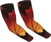 [FHEDVBN] Fall Autumn Leaves Arm Sleeves Compression Arm Covers for Men Women Outdoor Sun Sleeves Cooling Sports Sleeve, Black