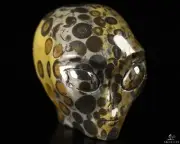 1.9" Chinese Leopard Skin Jasper Star Being Female Alien Crystal Skull