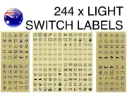Caravan Light Switch Label Stickers Decals 244x Black Labels