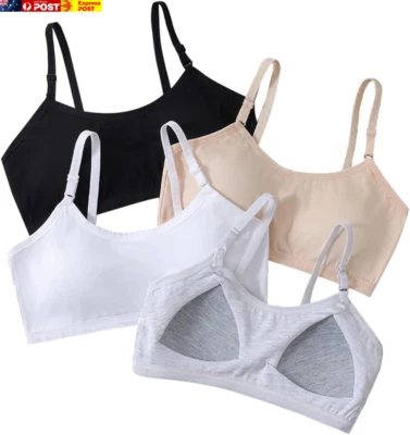 Teen Girls' Training Bra Seamless Cotton Cami Wireless Bras Elastic Thin Shoulde