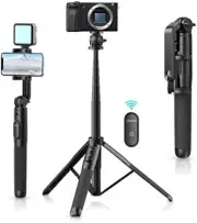 Extendable 63" Phone Tripod Stand with Dual Clips for Vlogging and Travel
