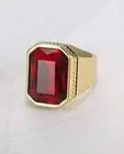 Vintage 3.4Ct Emerald Cut Simulated Garnet Men's Wedding Ring Sterling Silver925