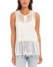 Karen Kane Petite Lace Trim Sleeveless Top