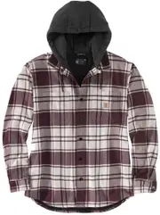 Carhartt Flannel Fleece Lined Hooded Shirt, white, Size S for Men