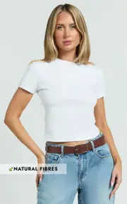 Georgina Top - Crew Neck Short Sleeve Baby Tee in White