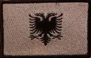 ALBANIA Flag Tactical Patch With Hook Adhesive Gray Version Black Border
