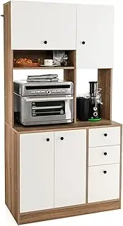 Giantex 180CM Buffet Storage Cabinet, Kitchen Pantry w/3 Drawers, 3 Door Cabinets, 2 Adjustable Shelves, Open Shelf & Spacious Countertop, Buffet Sideboard Hutch Cupboard for Living Room Dining Room