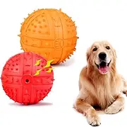 2pack Squeaky Balls for Medium Large Dogs Nature Rubber Ball Dog Interactive Fetch Play