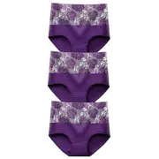 3 Pieces High Waist Leak Proof Panties Leak Proof Underwear For Women Incontinence Urine Purple 5XL