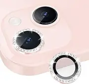 Xfilm Bling Diamond Camera Lens Protector for iPhone 13 / iPhone 13 Mini, HD Clear Tempered Glass Camera Lens Screen Protection Cover, Case Friendly, Scratch Proof (Diamond Pink)