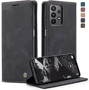 [Cracedily] for Samsung Galaxy A23 5G/4G Case, Flip Wallet Leather Case with Card Holder Magnetic Closure Shockproof Kickstand Protective Phone Cases Cover for Samsung A23,Black