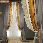 Custom high-class gray velvet thick cloth blackout curtain tulle panel C720