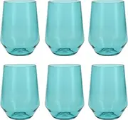 [Fortessa] Sole Copolyester Outdoor Drinkware, Stemless Wine Glass, Aqua Sky Blue Green