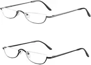 COVESATO Half Frame Reading Glasses, Half Metal Moon Readers for Women Men 2 Pairs 1.50
