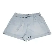 NWT American Eagle Outfitters Mom Short Sz 14 High Waist Paper Bag Belt Striped