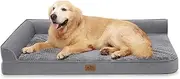 Orthopaedic Dog Bed, Ergonomic Dog Sofa, 122 x 81 x 19 cm, Dog Couch with Egg-Shaped Crate Foam for Large Dogs, Washable, Non-Slip Dog Beds, Grey