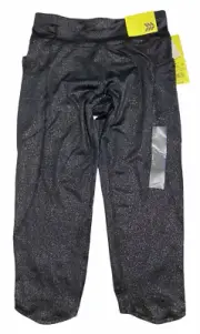 Girls All In Motion Capri Legging Size L 10/12 Sparkle Black Activewear Pockets