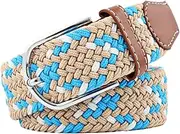 [Generic] Elasticated Adjustable Stretch Belt Belts Women Linen For Braided Size Belt Men Belts For Elasticated Belt And For, Caram White