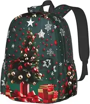 [vacsAX] Round Ball Christmas Tree School Backpack Rucksack Large Capacity Back Pack with Front Pocket Lightweight School Bags