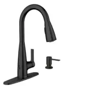 Haelyn Chrome One-Handle High Arc Pulldown Kitchen Faucet Moen 87627EWBL