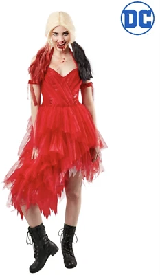Licensed Dc Comics Harley Quinn Red Dress Ladies Costume