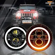 Auxbeam 7 Inch LED Headlights Replacement for 1997-2018 Jeep Wrangler JK JKU Unlimited TJ LJ CJ, 7" Round Headlamps for Rubicon Sport Sahara Peterbilt, H6024 Headlights w/DRL & Amber Turn Signal