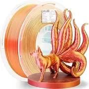 Silk PLA 3D Printer Filament, Tri Colour Silk Turquoiso, Coral, Gold Rainbow Filament, Rainbow PLA 3D Printer Filament, Clean Wound Dimensional Accuracy +/-0.03mm, 1KG/Spool