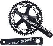 Bicycle Crankset, 165mm Track Bike Cranksets 144BCD Hollow Integrated Crankset 49T Aluminum Alloy Single Round Chainring Crank for 10/11 Speed