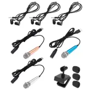 3Pcs Mini Mic Tiny Microphone Bracket, Sponge Cover, Earphones Gold/Silver/Blue
