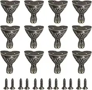 Litoexpe 12pcs Jewelry Box Feet, Antique Brass Wood Furniture Decorative Feet Leg, Chest Storage Box Feet Leg Corner Protector Hardware