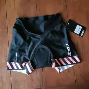 2XU Womens Small Triathlon Tri Shorts Active Trishorts 4.5" Inseam S Padded Pink