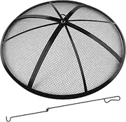 Fire Pit Spark Screen, Fire Pit Screen 40 Inch Round with Handle & Poker, Collapsible Heavy Duty Mesh Fire Pit Cover Fire Pit Lid for Outdoor/Patio/Backyard/RV Camping/Beach
