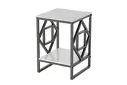 Vibe Geeks Sleek White Marble Side Table Sofa End Table Bedside Nightstand
